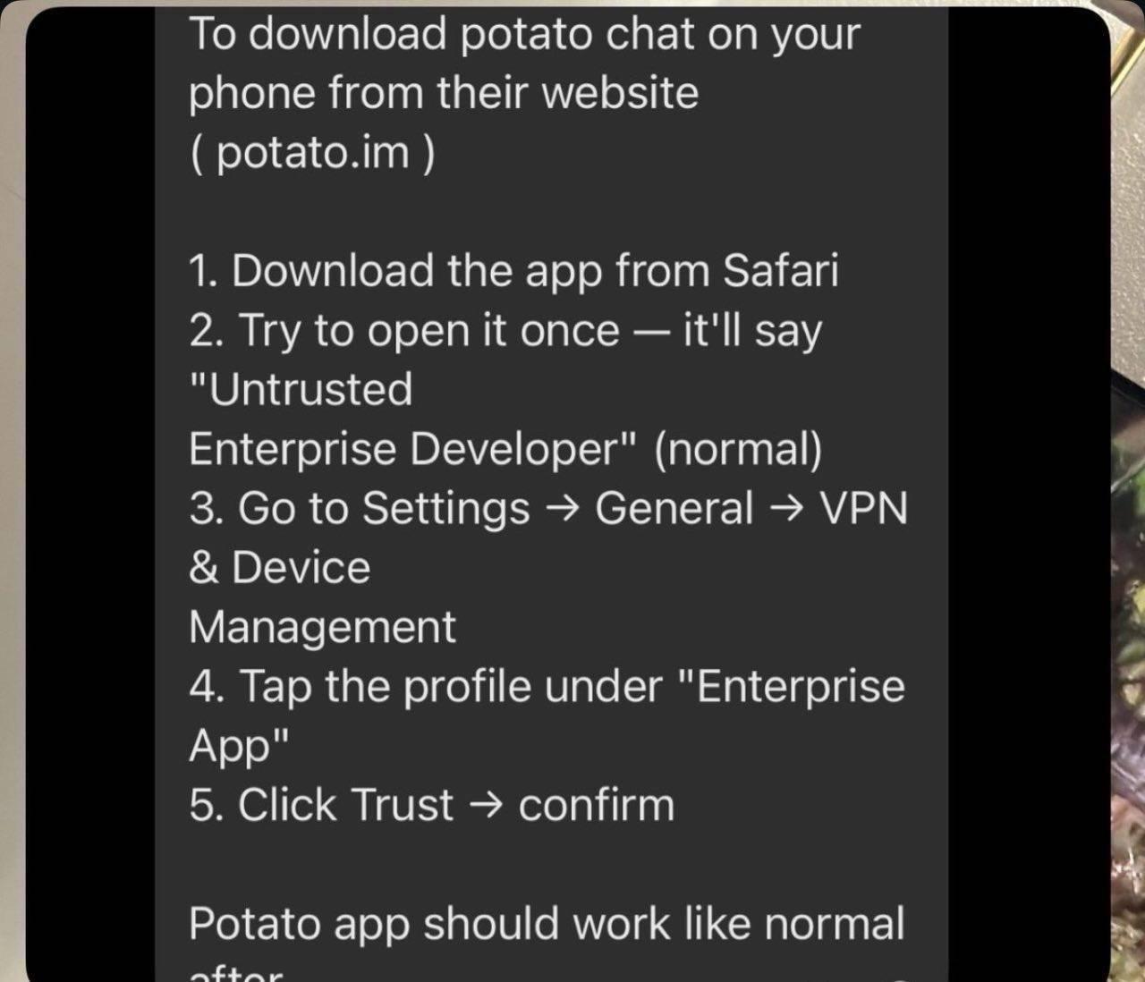 Step-by-step guide to download Potato app on phone